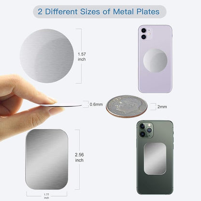 OWLKELA Mount Metal Plate for Phone Magnet Car Mount Holder Cradle with Adhesive, Universal Replacement Sticker Compatible with Magnetic Mounts - 10 Pack Silver (4 Rectangle and 6 Round)