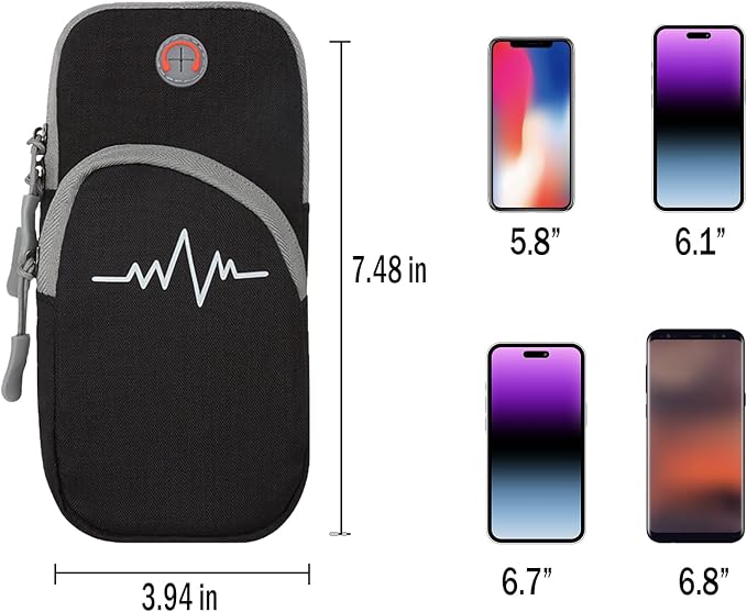 Phone Arm Bag Sweatproof Sport Phone Armband Armband Running Armbag with Adjustable Arm Strap for Fitness Running (Black)