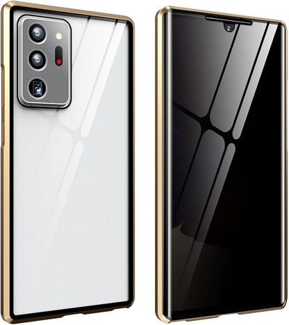 for Samsung S24 Ultra Magnetic Tempered Glass Double-Sided Phone Case, Anti peep Adsorption Cover, 360 Full Body Protection Magnetic Phone Case for Samsung Note Series (S23Fe,Gold)