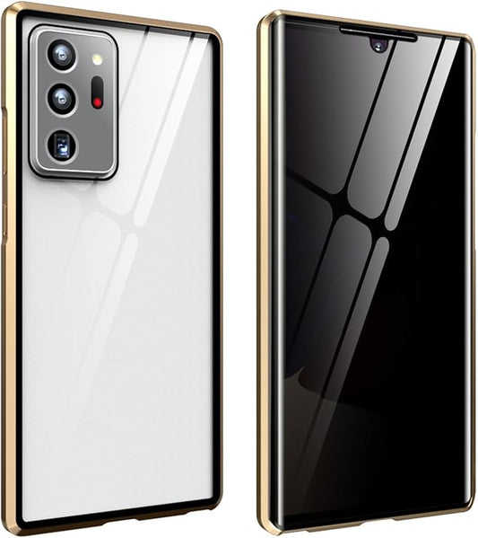 for Samsung S24 Ultra Magnetic Tempered Glass Double-Sided Phone Case, Anti peep Adsorption Cover, 360 Full Body Protection Magnetic Phone Case for Samsung Note Series (S24Fe,Gold)