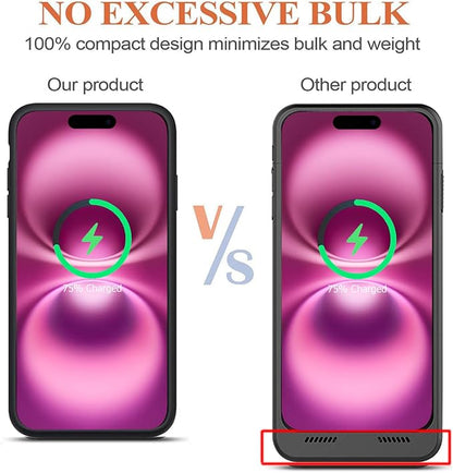 Battery Case for iPhone 16 Plus, 12000mAh Portable Protective Charging Case with Wireless Charging Compatible with iPhone 16 Plus (6.7 inch) Rechargeable Battery Pack Charger Case with Carplay (Black)