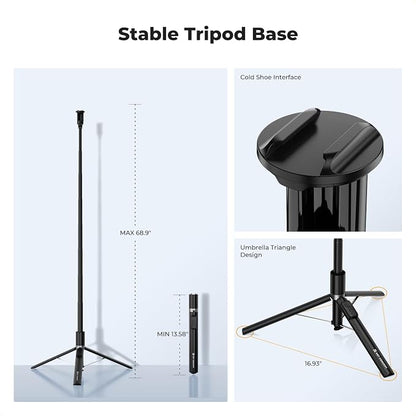 K&F CONCEPT Selfie Stick, Auto Open & Close Phone Tripod Stand, 360° Rotatable Selfie Stick with 9 Button Bluetooth Remote, Extendable Automatic Tripod for Cell Phone(Black)