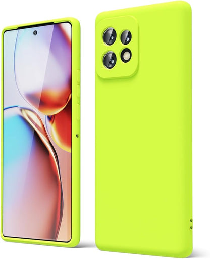 oakxco for Motorola Moto Edge Plus 2023 Case Silicone, Thin Slim Grip Soft Rubber Gel Protective Phone Case for Women, Matte Plain Bright Color Aesthetic Girly Case with Camera Cover, Neon Green Lime