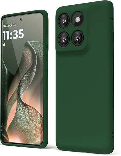 oakxco for Motorola Moto Edge 2025 Phone Case Liquid Silicone, Thin Slim Soft Rubber Gel TPU Plain Protective Simple Cover for Women Girl Cute, Matte Solid Color Aesthetic, Dark Green