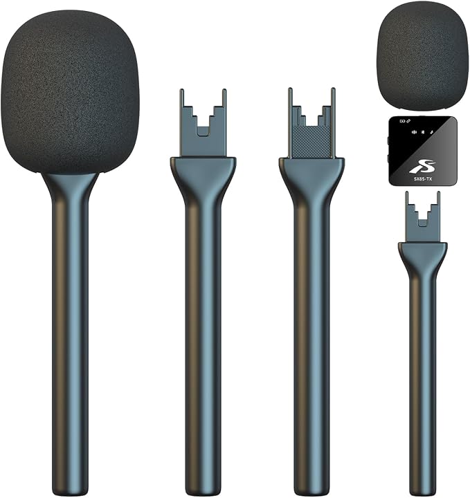 Mic Handle for DJI RODE Microphone Handheld Stand for Wireless GO, Interview Microphone Rig for All Lavalier Mic, Wireless MiniMic Adapter for Vlogging/Interview/Podcast/Reports/Content Creation