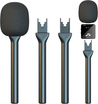 Mic Handle for DJI RODE Microphone Handheld Stand for Wireless GO, Interview Microphone Rig for All Lavalier Mic, Wireless MiniMic Adapter for Vlogging/Interview/Podcast/Reports/Content Creation