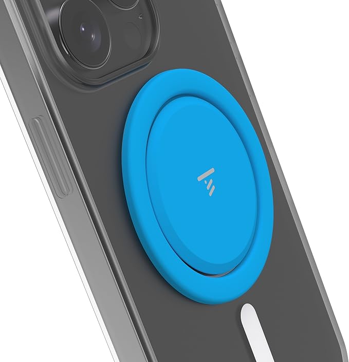 Tango Ultra Thin Grip for MagSafe: One Hand Open, Stand, 10x Expandable, Space Grade Steel, Removable for Wireless Charging. Half The Thickness, Twice The Fidget - Bright Blue