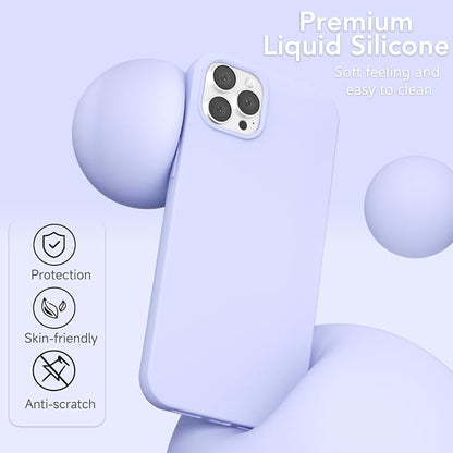 for iPhone 12 Pro Max Case Silicone Compatible with Magsafe Case, Ultra Slim Thin Magnetic Phone Cases Mag Safe, Cute Soft Rubber Gel Matte Wireless Charging Cover for Women, Purple Lavender