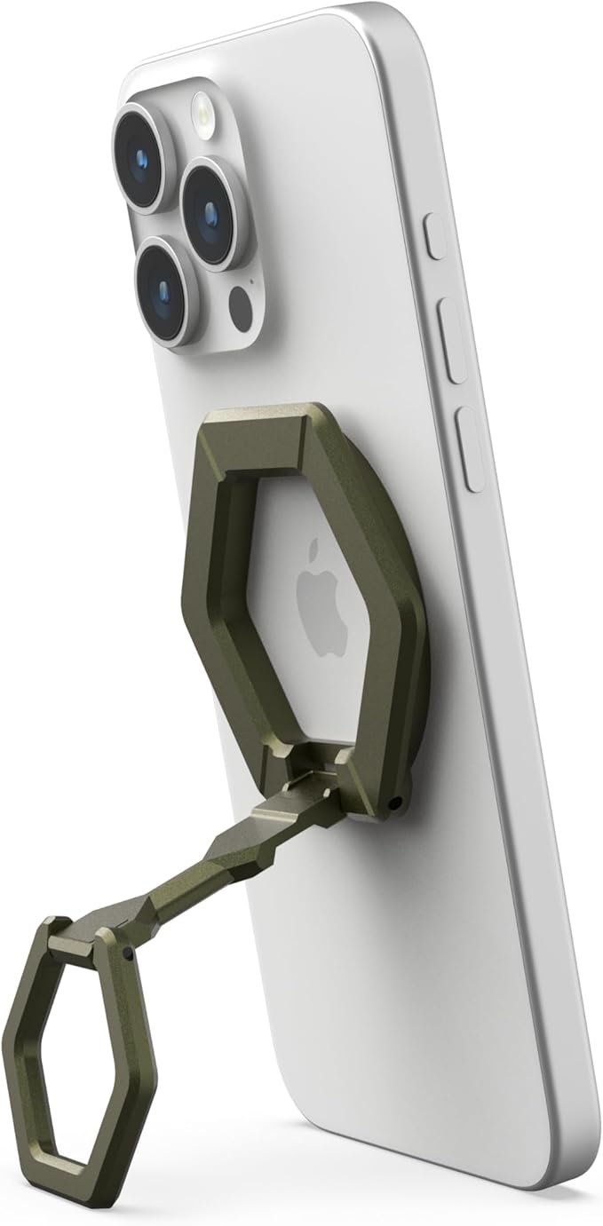 URBAN ARMOR GEAR UAG Magnetic Phone Ring Stand Compatible with MagSafe Magnet, Removable Metal Finger Ring Grip & 360 Rotation Adjustable Kickstand for iPhone 17, Galaxy S26, Olive Drab