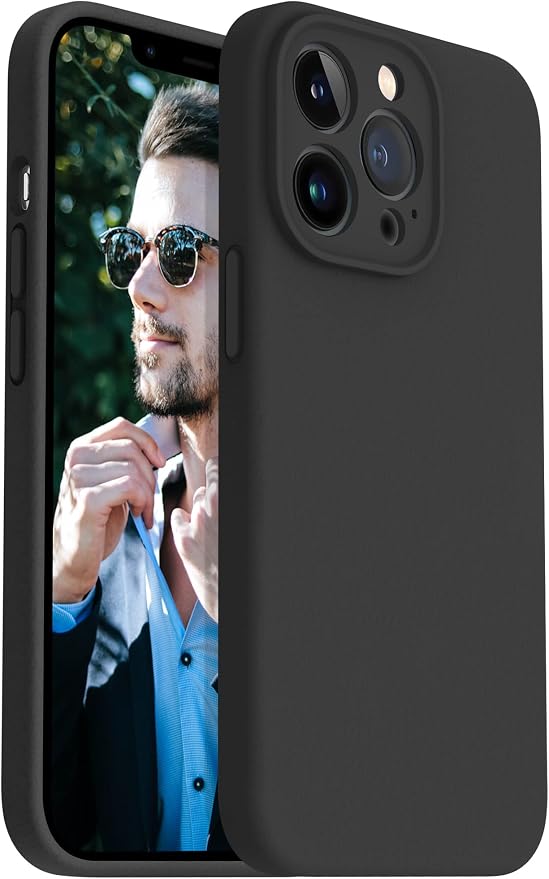 OTOFLY Designed for iPhone 13 Pro Max Case, Silicone Shockproof Slim Thin Phone Case with Camera Lens Protector for iPhone 13 Pro Max 6.7 inch (Black)