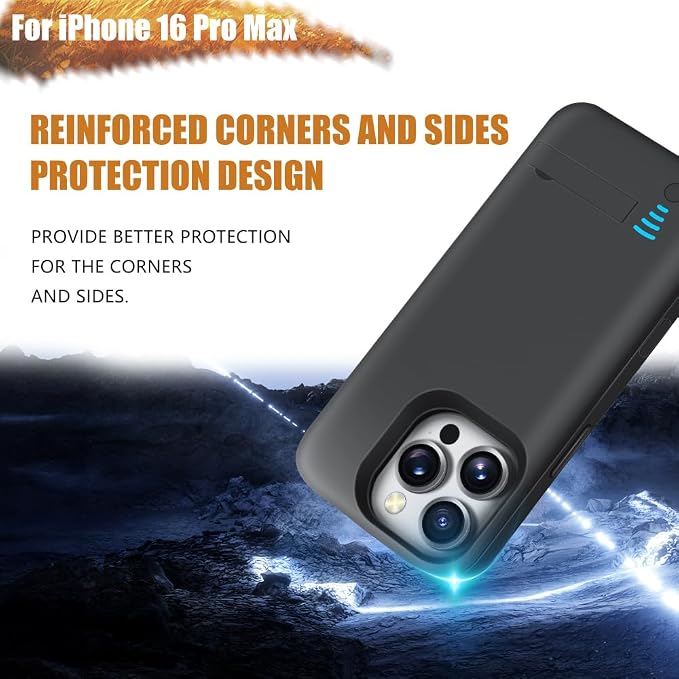 Sitong Battery Case for iPhone 16 Pro Max, 6000mAh Rechargeable Extended Battery Charging/Charger Case, Add 100% Extra Juice (6.9 Inches) Black