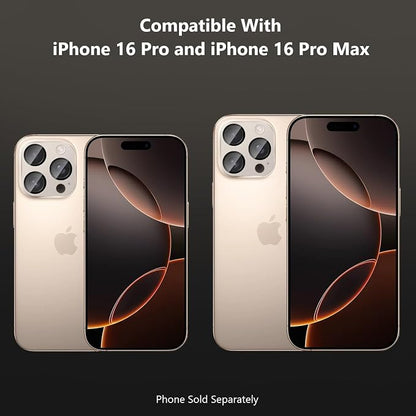 SAHARA - Ultra-Strong Camera Lens Protector for iPhone 16 Pro/16 Pro Max (2-Pack), Desert Titanium, (ZD00164)
