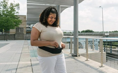 BANDI Plus Size Fanny Pack for Women - Travel-Ready Pocket Belt with Secure Hidden Money & Running Belt for Phone, Passport, Keys, & Medical Devices, Adjustable Fit, Comfortable (Black Solid)