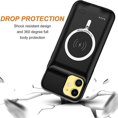 Battery Case for iPhone 11,Upgraded 10000mAh High Capacity Rechargeable Portable Protective Extended Charger Case Wireless Charging Compatible with iPhone 11 (6.1 inch) Charging Cover &Carplay (Black)