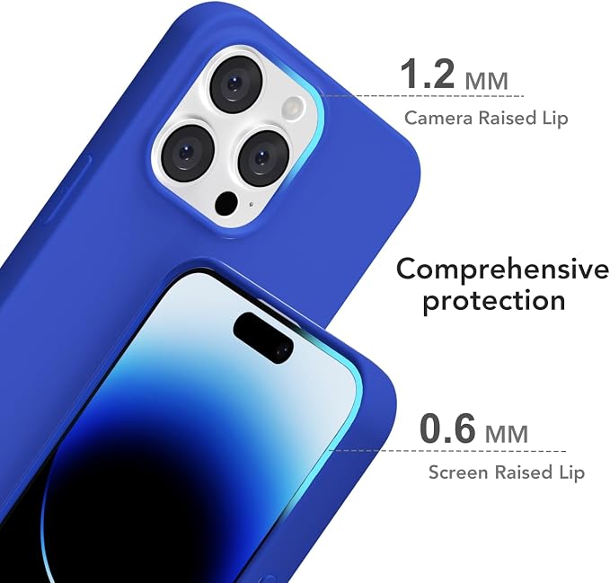 for iPhone 14 Pro Case Silicone Compatible with Magsafe Case, Ultra Slim Thin Magnetic Phone Cases Mag Safe, Cute Soft Rubber Gel TPU Matte Plain Wireless Charging Cover for Women, Royal Blue