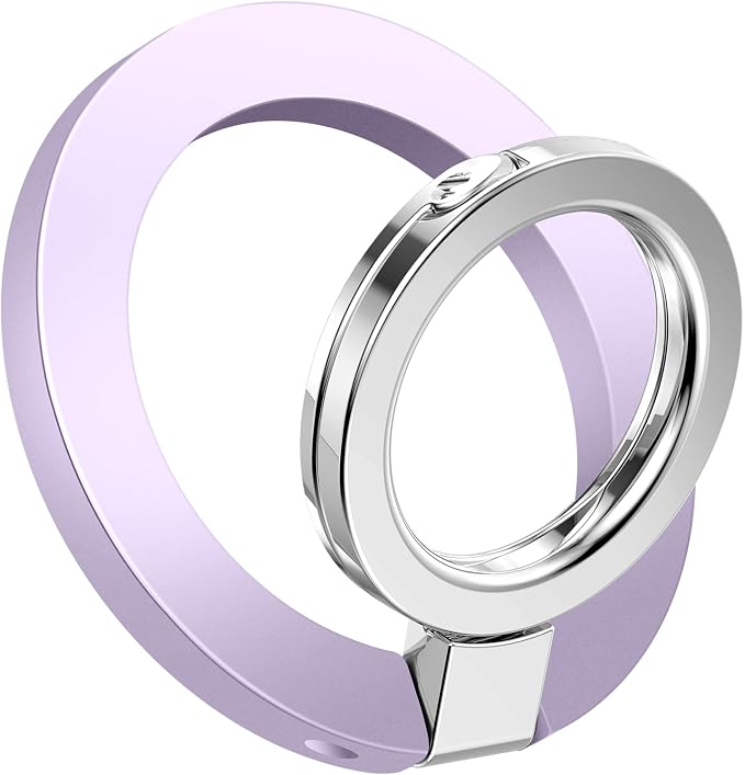 GVIEWIN Magnetic Phone Ring Holder, Compatible with MagSafe Phone Grip with Adjustable Stand, Magnet Phone Ring Kickstand for iPhone 17/16/15/14/13/12 Pro Max Plus Air/Other Phones (Lilac)