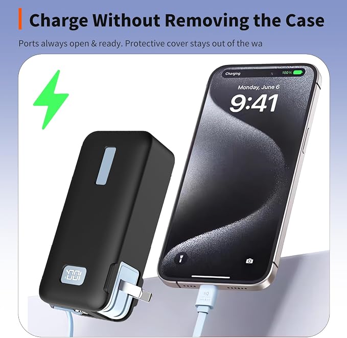 Case for Anker Nano 3-in-1 Portable Charger 10000mAh – Washable Protection Sleeve, Full Access to Charging Ports, Shockproof, Drop-Resistant, with Case-Friendly Charging[Black]
