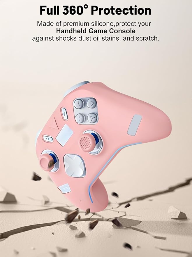 Silicone Protective Case for Flydigi Apex 5 Wireless Controller, Full-Body Protective Cover with Precise Cutout, Shockproof Dustproof Protector Sleeve & Scratch-Resistant Sleeve (Pink)