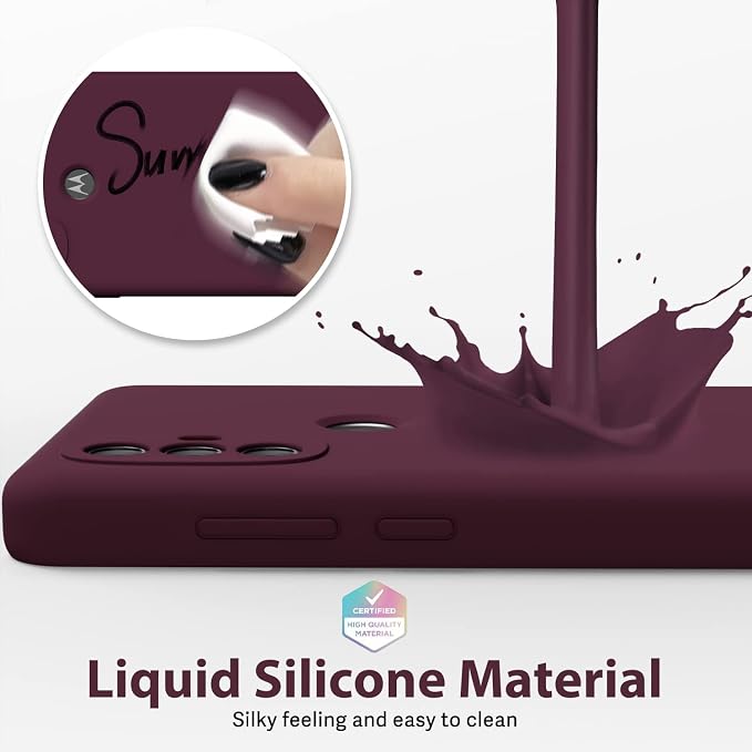oakxco for Motorola Moto G Power 2022 Phone Case/Moto G Play 2023 Phone Case Liquid Silicone, Thin Slim Soft Rubber Gel TPU Plain Simple Cover for Women, Matte Solid Color,Burgundy Plum Wine