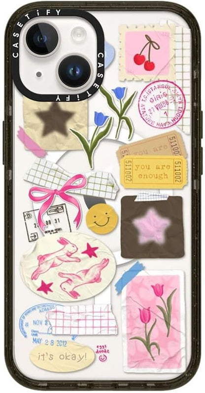 CASETiFY Impact iPhone 14 Case [4X Military Grade Drop Tested / 8.2ft Drop Protection/Compatible with Magsafe] - You are Stars Collage - Clear Black