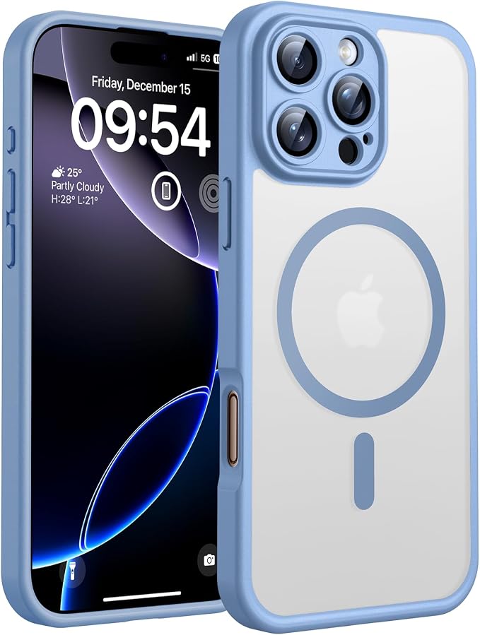 TOCOL for Phone 16 Pro Case, Compatible with Magsafe Charger, Full Camera Protection, Drop Protection, Translucent Matte Phone Case for iPhone 16 Pro 6.3 inch (Light Blue)