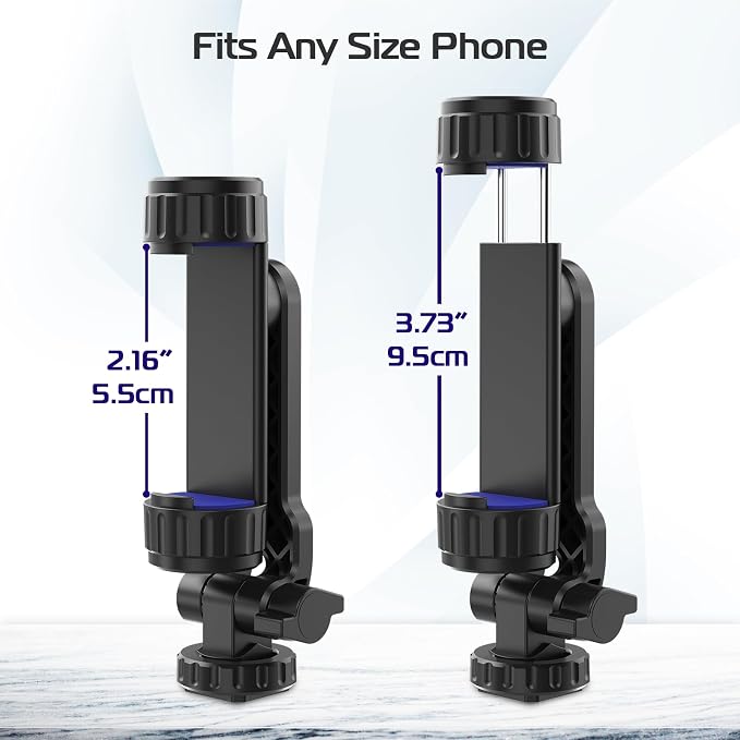 Cell Phone Tripod Mount, Universal Tripod Phone Mount with 2 Cold Shoes, 360° Rotates 180° Tilts Camera Hot Shoe Phone Mount Smartphone Tripod Holder Adapter for iPhone Samsung All Phone