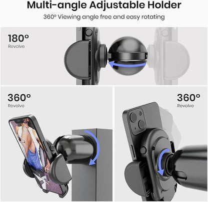 MiiKARE Gym Phone Holder - Magnetic, 360 Rotating, Home & Gym Essentials for All, Black