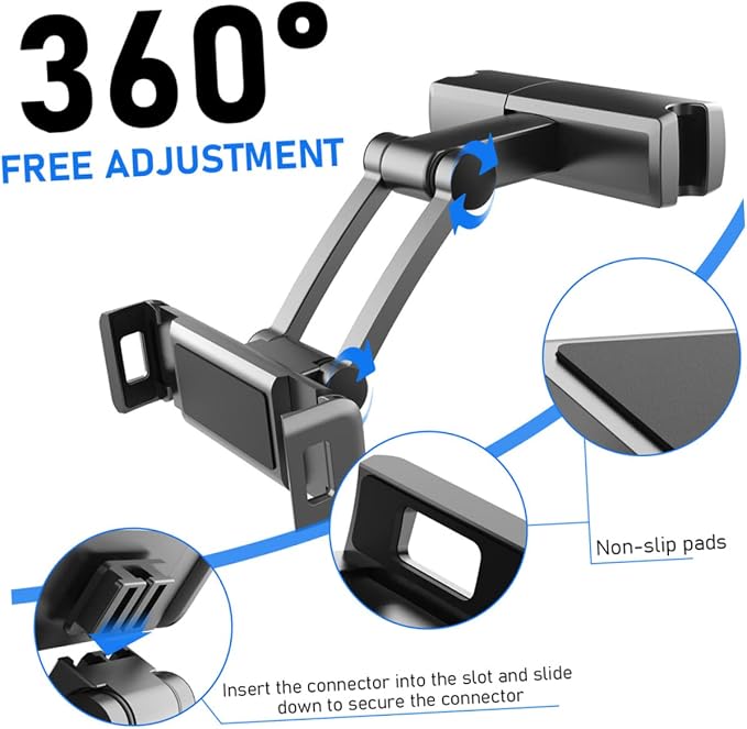 Homoyoyo Tablet Holder for Car Headrest Phone Mount for Backseat Compatible Devices Stable and Secure Design Protective Hooks for Family Travel