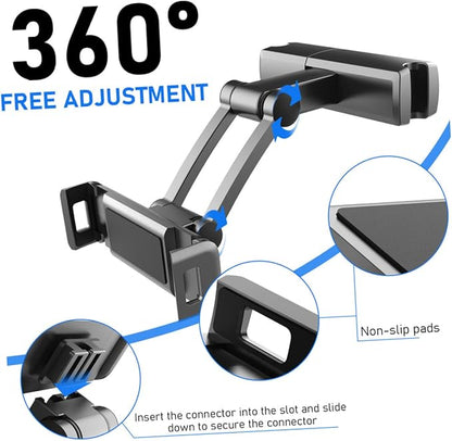 Homoyoyo Tablet Holder for Car Headrest Phone Mount for Backseat Compatible Devices Stable and Secure Design Protective Hooks for Family Travel
