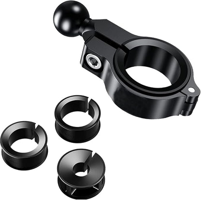 Bike Handlebar Mount, Aluminum Alloy Clamp Mounts Base Ball Adapter with 0.67"(17mm) TPU Ball for Round Rails, Compatible with RAM Mounts Ball Socket Arm