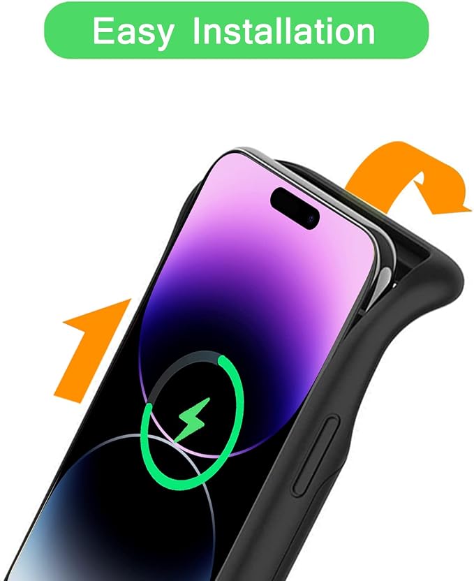 Wireless Charging Case for iPhone 14 Pro Max, 12000mAh High Capacity Portable Rechargeable Battery Case Qi Wireless Charging with iPhone 14 Pro Max (6.7 inch) Extended Battery Charger Cover (Black)