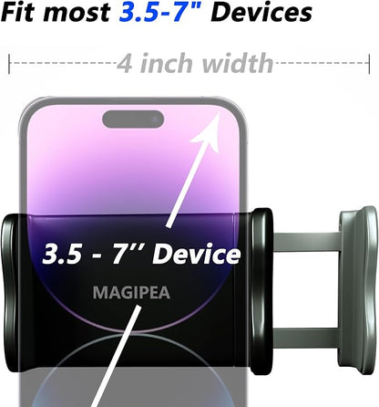 MAGIPEA Cell Phone Clip Bed Stand Holder, with Grip Flexible Long Arm Gooseneck Bracket Mount Clamp for Desk, Compatible with iPhone 17/16 Pro Max, 15, 14 or Other 3.5-7" Devices (Black, 34in)