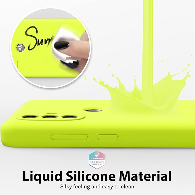 oakxco for Motorola Moto G Power 2022 Phone Case/Moto G Play 2023 Phone Case Liquid Silicone, Neon Bright Solid Color, Thin Slim Soft Rubber Gel Matte TPU Plain Simple Cover for Women,Lime Neon Green