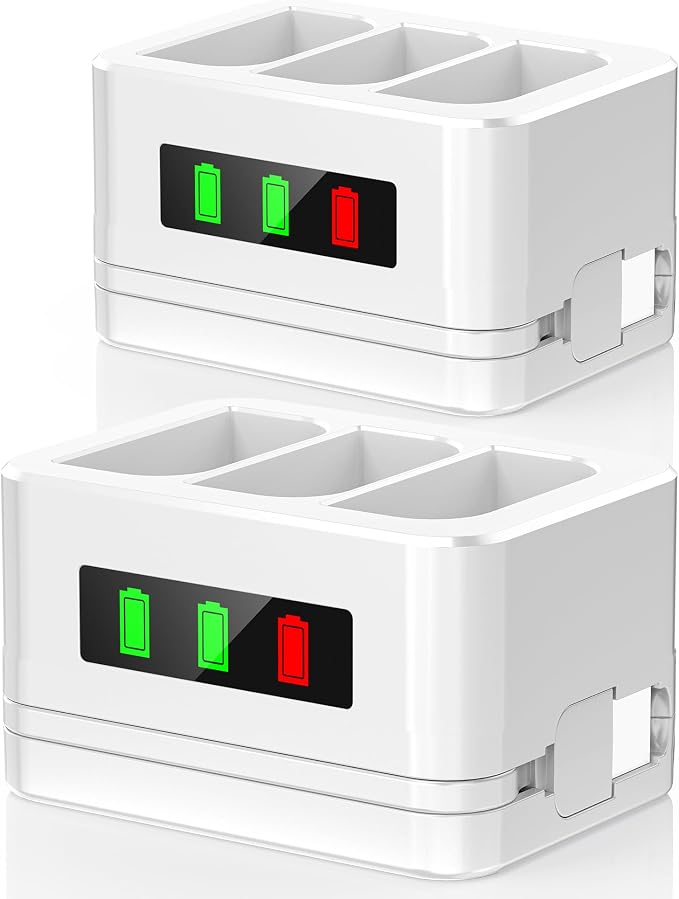2 Pack 3-Slot Ring Battery Charging Station/Battery Charger,with LED Display,Type-C Input,Compatible with Ring Doorbell 2/3/4/3 Plus/Spotlight Cam/Peephole Cam and Cameras Battery
