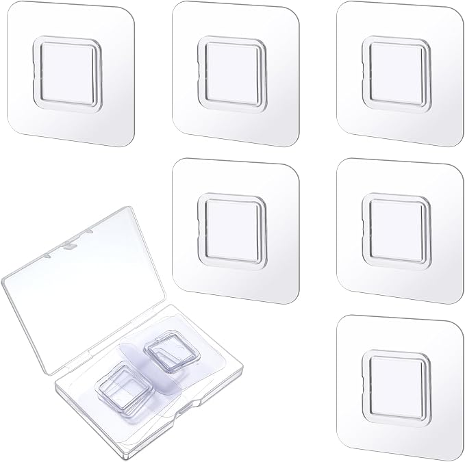 6 PCS Shower Phone Holder, Self-adhesive Sticker Replacement, Wall Mounted Replacement Sticky pads, Waterproof Phone Holder's Hook Replacements Adhesive Strip for Toothpaste Dispenser Wall Mounted