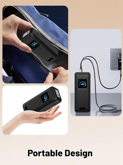 Silicone Protective Case Compatible with Anker Prime Power Bank 26,250mAh 300W, Shockproof Cover with LCD Display Visible, Anti-Lost Strap, Precision Cutouts for 3-Port Charger (Black)