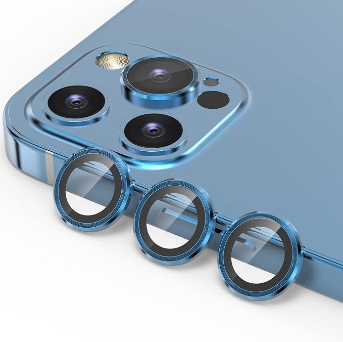 YWXTW [1 SET Camera Lens Protector Compatible with iPhone 12 Pro Max 6.7 inch, [Installation Tray] Aluminum Alloy Tempered Glass Camera Circle Cover
