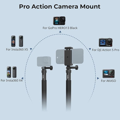 SmallRig Invisible Selfie Stick Tripod for Action Camera, 37.4in Extendable Pole with Phone Clamp for GoPro 13/12, for Insta360 X5/4/Ace Pro2, for DJI Osmo 360/Action 5 Pro/6, for AKASO & Phone - 5403