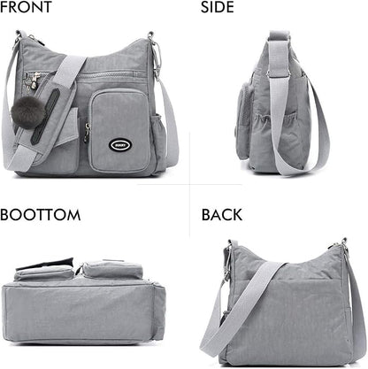 SUKRY Nylon Crossbody Bag for Women with Anti theft RFID Pocket, Waterproof Shoulder Bag Travel Purses and Handbag