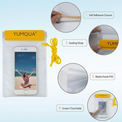 YUMQUA Clear Waterproof Bag, Waterproof Document Pouch Passport Holder Water Tight Map Case Waterproof Pouch Water Proof Small Dry Bags for Kindle Phone Tablet Camera, Kayak Boat PaddleBoard