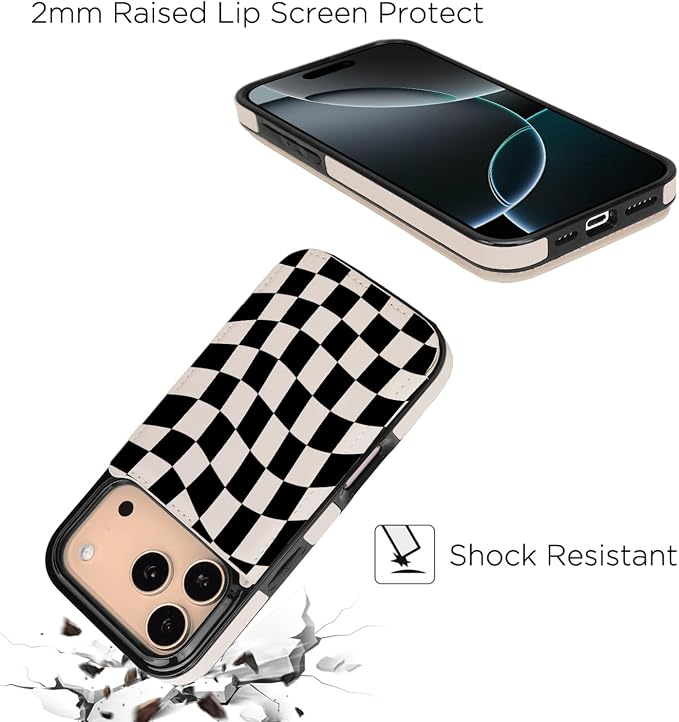 uCOLOR for iPhone 17 Pro Wallet Case with Card Holder PU Leather RFID Blocking Design iPhone 17 Pro flip case for Women Men Magnetic Clasp Kickstand Design 6.3 inch (Dune Mirage Checkboard)