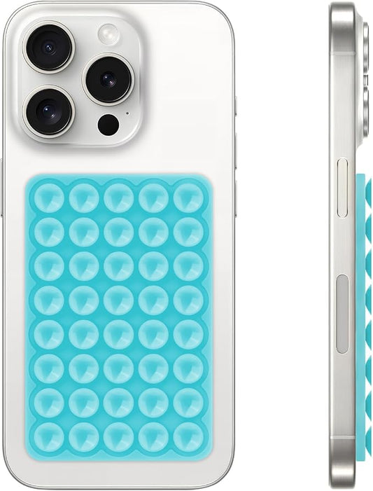 QxbBox Silicone Suction Cup Phone Case Mount, Hands-Free Strong Grip Holder for Selfies and Videos, Silicon Adhesive Phone Stand Sticky with Higher Suction Power for Cell Phone Sky Blue