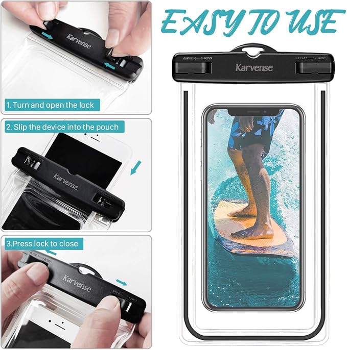 Waterproof Cell Phone Pouch Case, 4 Pack Universal Luminous Waterproof Phone Bag/Holder for iPhone, Samsung Galaxy, LG, Moto, Dry Bag for Beach, Shower, Pool, Kayaking, Snorkeling, Vacation