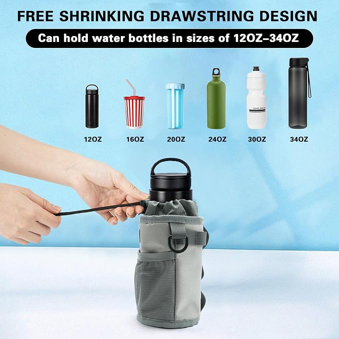 Bike Handlebar Water Bottle Holder, Fits Cups Diameter Less Than 3.6in/9cm, Fits Strollers, Scooters, Wheelchairs, No-Screw Installation,Insulated, with Adjustable Fasteners(2, 1Black+1Gray)