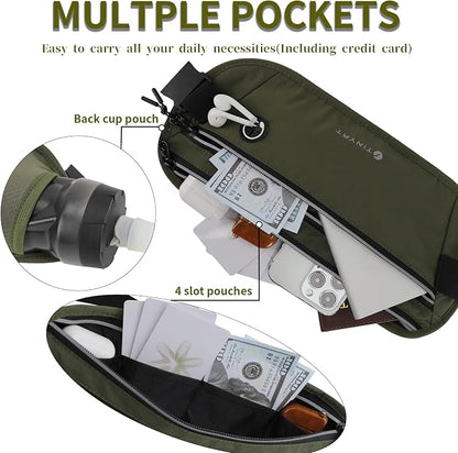 Slim Running Belt for Women Men Runners Fanny Packs With Phone Holder Hidden Pockets Exercise Waist Bag for Marathon Workout