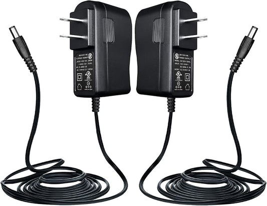UL Listed 2 Pack 12V 1A 10ft Power Supply Adapter, AC to DC 12W 12V 1000mA 800mA 500mA Replacement Power Cord for CCTV Security Camera DVR LED Strips Router BT Speaker LED Mirror Desk Lamp and More