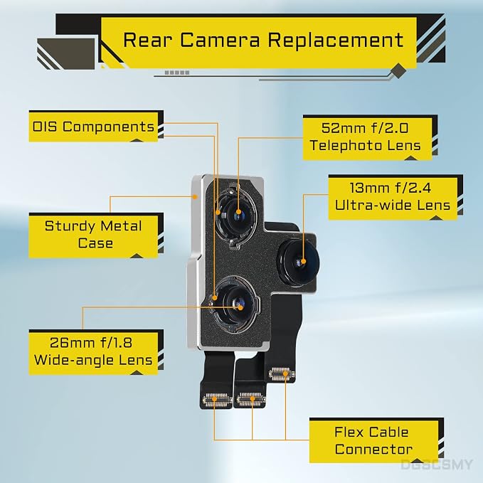 for iPhone 11 Pro Max Back Camera Replacement OEM for iPhone 11 pro Kit 12MP Main Rear Lens Parts with Ultra Wide Telephoto Lens OIS HDR Photos 4K Video Flex Cable Fix Tool A2160 A2217 A2215