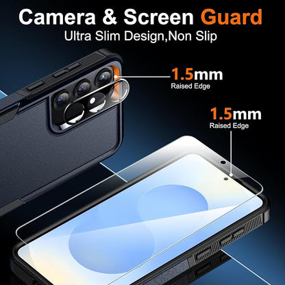 SPIDERCASE Designed for Samsung Galaxy S25 Plus Case, [10 FT Military Grade Drop Protection],2 Pack [Tempered Glass Screen Protector+Camera Lens Protector] Heavy Duty Shockproof Case,Deep Blue