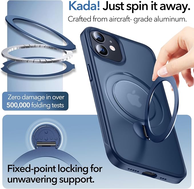Anqrp 360° ALL-in-ONE Stand Case for iPhone 12/12 Pro Case with Rotatable Magnetic KickStand Ring Holder, Compatible with MagSafe, MIL-Grade Shockproof iPhone 12/12 Pro Phone Case Cover 6.1 inch, Blue