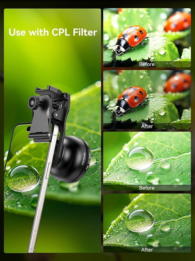 MIAO LAB 100 Ultra Macro Lens + 52mm CPL Filter & Star Filter - Macro Lens for iPhone, Android Phone | Professional Macro Photography of Flowers, Iinsects, Jewelry, Food Details and Small Objects